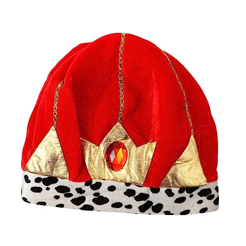 VALICLUD König Krone Hut König Kostümzubehör Kostümhaube Dekorative Kopfbedeckung Königskrone Kopfschmuck König Kopfschmuck Leistung Königskrone König Kopfbedeckung Königskrone Hut Rot Tuch von VALICLUD