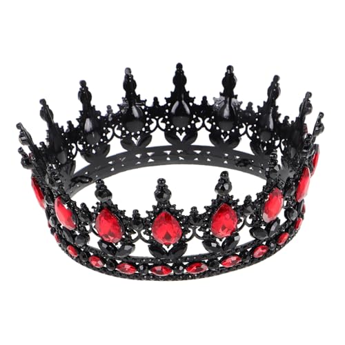 VALICLUD Königin Krone Und Tiaras Kristall Barock Krone Strass Tiara Braut Hochzeit Krone Für Frauen Braut Prinzessin Halloween Kostüm Haarschmuck Schwarz Und Rot von VALICLUD