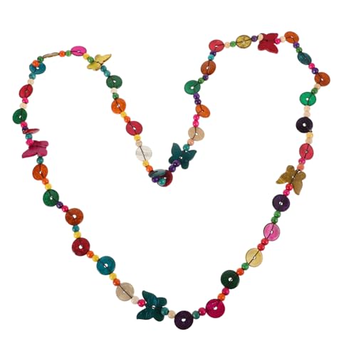 VALICLUD Kokosnuss Schalen Halskette Damen Ethnische Choker Lange Mehrschichtige Kette mit Bunten Elementen Handgefertigter Modeschmuck für Sommer Events Urlaub Robuste Doppellagige von VALICLUD