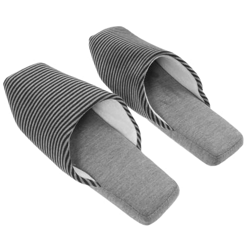 VALICLUD Komfortable Herren Hausschuhe aus Baumwollstoff Gestrickt mit Gestreiftem Design Atmungsaktiv und Leicht Rutschfest Weiche Sohle für Innenbereich und Hotel Entspannende Pantoffeln von VALICLUD