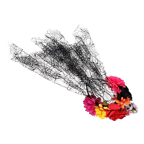 VALICLUD Kopfknopf Aus Spinnengarn Halloween-blumen-stirnband Gefälschtes Rosenstirnband Halloween-kopfschmuck Masken Tag Der Toten Haarband Halloween-schleier-haarreifen Gothic Stoff von VALICLUD