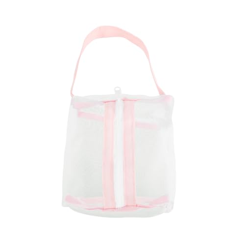 VALICLUD Transparente Make up Tasche Aus Netzstoff Tragbar Kleine Kulturbeutel Für Frauen Atmungsaktive Kosmetik Aufbewahrungstasche Für Unterwegs Rosa von VALICLUD