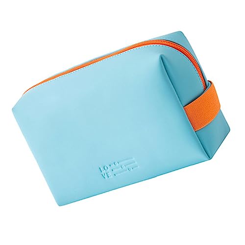 VALICLUD Kosmetiktasche Damen Mini PU Makeup Tasche mit Reißverschluss Tragbare Kosmetikpouch für Reise Outdoor Business und Alltag Leichtes Stilvolles Design in Hellblau von VALICLUD