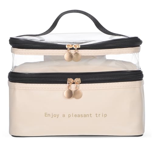 VALICLUD Doppelte Fächer Reise-Make-up-Tasche Durchsichtige Kulturbeutel Mit Großer Kapazität Make-up-pinselhalter Und Beauty Essential Organizer Für Urlaub Und Geschäftsreisen von VALICLUD