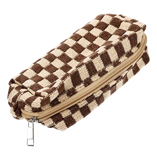 VALICLUD Kosmetiktasche Karomuster Große Tragbare Schminktasche mit Reißverschluss Faltbare Aufbewahrung für Toilettenartikel Make Up Organizer für Damen und Reisen von VALICLUD