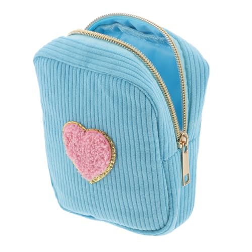 VALICLUD Kosmetiktasche Mit Herz-Patch Make-up-Tasche Kleine Reißverschlusstasche Für Damen Reise-Organizer Hautpflegetasche Für Handtasche von VALICLUD
