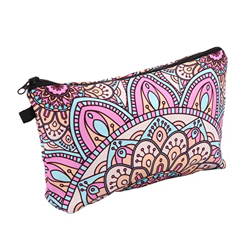 VALICLUD Kosmetiktasche Tragbare Make Up Tasche mit Mandala Blumen Kompakte Kulturbeutel für Damen Reise Kosmetik Organizer mit Reißverschluss von VALICLUD