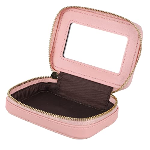 VALICLUD Kleine Kosmetiktasche für Reisen Tragbarer Make Up Lippenstifthalter Rindsleder Organizer mit Spiegel Kompakte Kosmetikaufbewahrung für Damen Handtasche Zubehör von VALICLUD