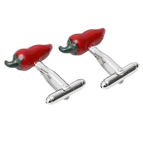VALICLUD Kreative Manschettenknöpfe Chili Design Hochwertigem Stilvolle Hemdknöpfe für Hochzeiten Geschäftsmeetings und Besondere Anlässe Unisex Langlebig und Praktisch von VALICLUD