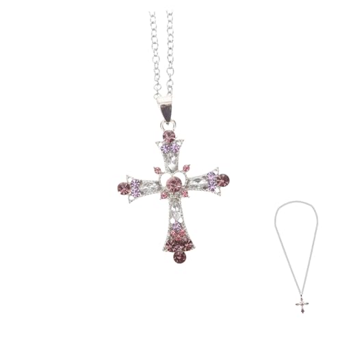 VALICLUD Kreuzkette Damen mit Funkelndem Strassanhänger Zarte Halskette für Mädchen Modischer Schmuck Verstellbare Kurze Kette für Alltag und Festtagslook von VALICLUD