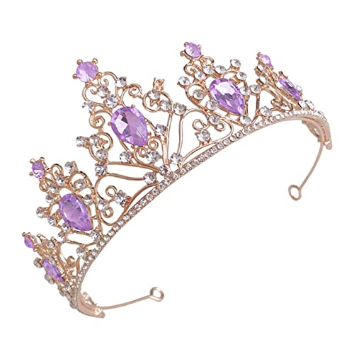 VALICLUD Kristallkrone Damen Edelsteine Königin Braut- Bräute Kronen Brautkopfbedeckung Tiara für die Hochzeit der Braut Hochzeit Braut Tiara Prinzessin Krone Strass Violett von VALICLUD