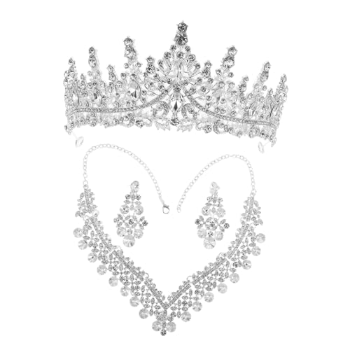 VALICLUD Krone Formelle Tiara Strass Party Brautjungfern Diademe Prinzessin Kostüm Festzug Ohrring Bräute Frauen Schmuck Geburtstag Und Braut Ohrringe Stirnband Halskette von VALICLUD