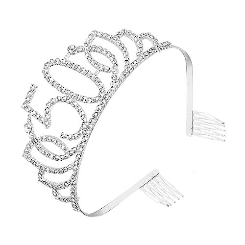 VALICLUD Krone Geburtstagskuchen Dekoration Haarschmuck für Silber Perfektes Party Zubehör mit Funkelnden Strasssteinen Vielseitig Einsetzbar Kopfschmuck oder Einzigartige Tortenverzierung von VALICLUD