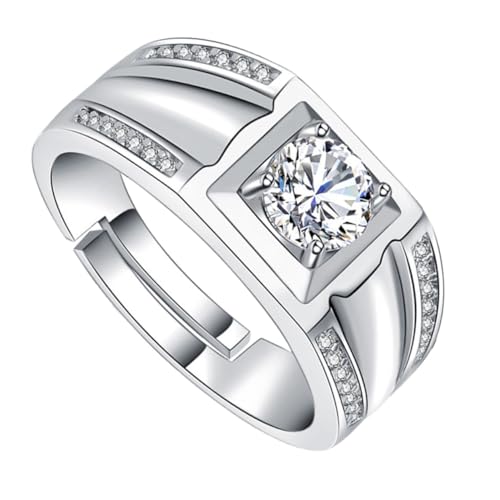 VALICLUD Kupfer Herrenring Weißer Strassring Modisch Eleganter Schmuck für Männer zu Weihnachten Geburtstag Party und Alltag Geeignet von VALICLUD
