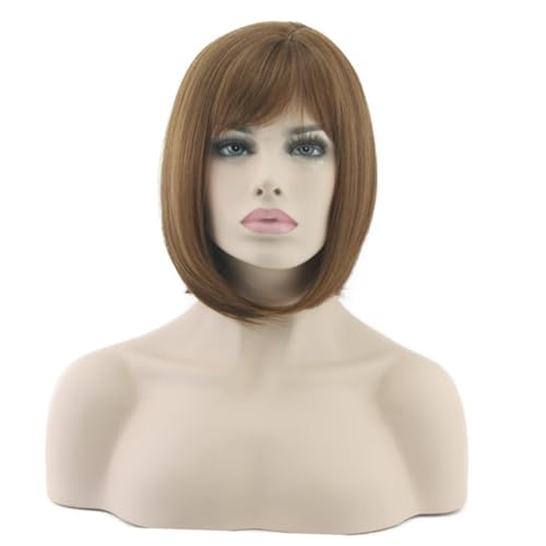 VALICLUD Kurze Braune Bob Perücke Für Damen Hochwertige Cosplay-perücke Mit Stylischem Schnitt Für Partys Halloween Und Täglichen Gebrauch Atmungsaktives Handgefertigtes Synthetisches von VALICLUD