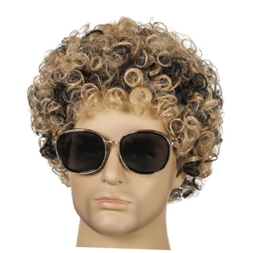 VALICLUD Kurze Lockige Perücke Für Männer Disco- -perücke Kostüm-accessoire Haarteil Braun-schwarz Für Bar-auftritt Karneval Maskerade Verkleidung von VALICLUD