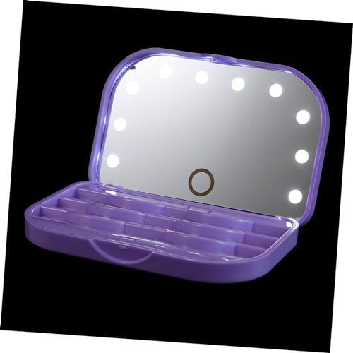 VALICLUD LED Wimpern Aufbewahrungsbox mit Spiegel und LED Beleuchtung Tragbare Kosmetik Organizer für Künstliche Wimpern Leicht und Langlebig für Unterwegs von VALICLUD