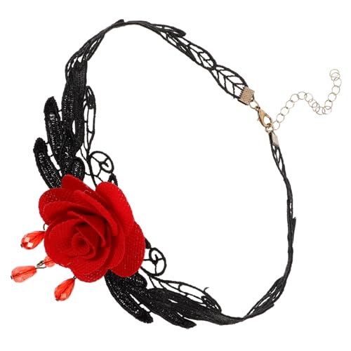 VALICLUD Lace Choker Halskette mit Rosenblume Langlebiger Spitzenhalsreif für Damen Ethnische Halskette Vielseitiger Schmuck für Hochzeitsfeier und Alltagsoutfits von VALICLUD