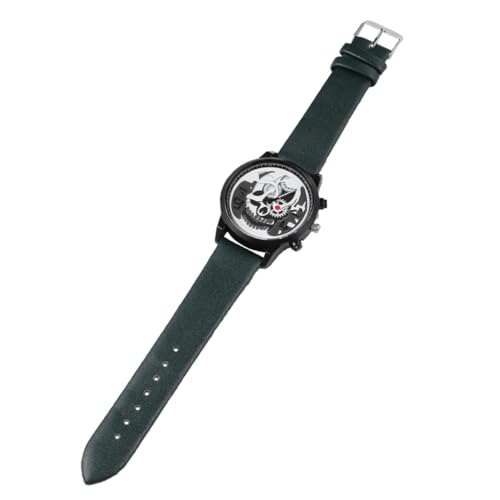 VALICLUD Skeleton Quarzuhr Mit Totenkopfmuster Lederarmband Damen Und Herrenuhr Unisex-Design Zierlich Aus Strapazierfähig Und Langlebig Für Alltag von VALICLUD