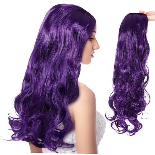 VALICLUD Lange Gewellte Perücke für Frauen Synthetisches Haar mit Mittelscheitel Hitzebeständig Komfortables Leichtes Netz Natürlicher Look für Alltag Cosplay und Party von VALICLUD