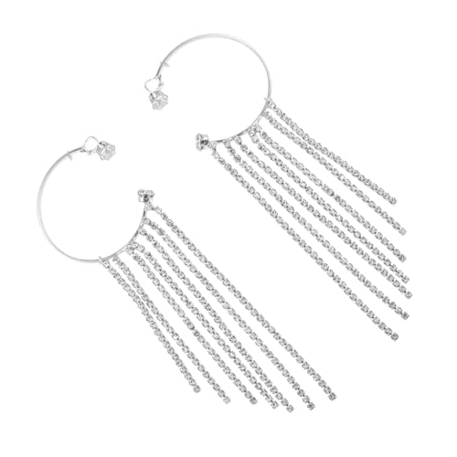 VALICLUD Lange Ohrclips mit Glitzernden Strasssteinen Modische Ohrhänger für Damen Quasten ohrringe ohne Ohrloch Stilvolle Ohrschmuck accessoires für Partys und Alltag von VALICLUD