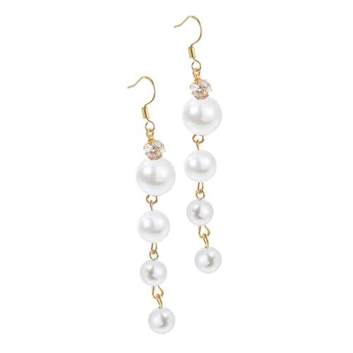 VALICLUD Lange Perlenohrringe Damen Silber Ohrhaken Temperamentvoll All Match Eardrop Schmuck für Alltag Party Hochzeit von VALICLUD