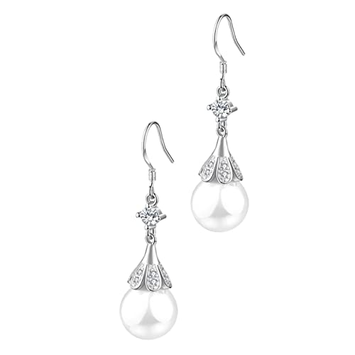 VALICLUD Lange Perlenohrringe Silber Damen Ohrstecker Retro Wasserfall Design Alltags und Festtags Ohrringe Leicht und Komfortabel von VALICLUD