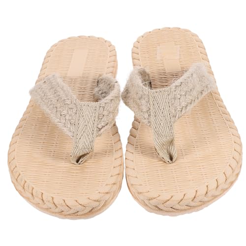 VALICLUD Leichte Flache Damen Beach Slippers mit Imitation stroh design Rutschfeste Gummisohle Modische Zehentrenner Angenehm für Sommer Urlaub und Alltag Geeignet von VALICLUD