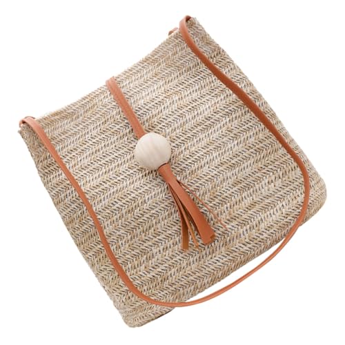 VALICLUD Leichte Geflochtene Strohtasche Handgewebte Eimer Umhängetasche Sommerliche Handtasche für Frauen Tragbare Strand und Alltagstasche mit Mittlerer Kapazität Vielseitig Einsetzbar von VALICLUD
