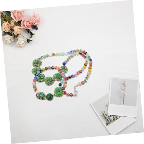 VALICLUD Leichtes Schmuckset Herzanhänger Halskette und Armband für Damen Bunte Glasperlen Komfortabel und Vielseitig für Alltag Reisen und Stilvolle Looks von VALICLUD