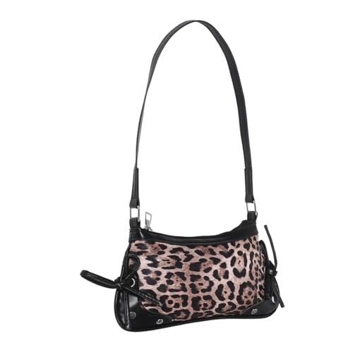 VALICLUD Leopard Schultertasche Damen mit Schleife Modische Halbmondform Strapazierfähiges PU Vielseitige Unterarmtasche für Alltag Arbeit Shopping und Freizeit von VALICLUD