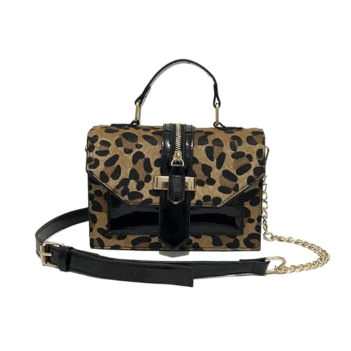 VALICLUD Leopardenmuster Umhängetasche Für Damen Stilvolle Pu-leder Ketten Schultertasche Für Freizeit Shopping Und Ausgehen Geräumig Und Modisch von VALICLUD