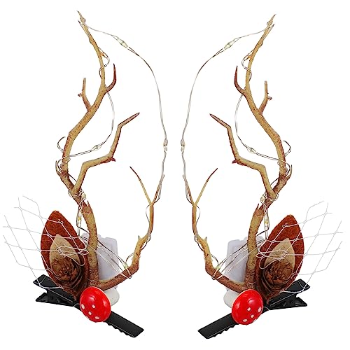 VALICLUD Leuchtende Haarspange 1 Paar Rentiergeweih Haarnadel Weihnachtskostüm Zubehör für Kinder Cosplay Haarclip Weihnachts Haaraccessoire von VALICLUD