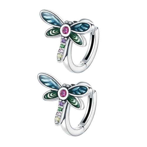 VALICLUD Libellen Ohrstecker Damen Mädchen Sterlingsilber Bunte Zirkonia Libellen Ohrringe Modisch Leicht Für Alltag Party Festliche Anlässe von VALICLUD