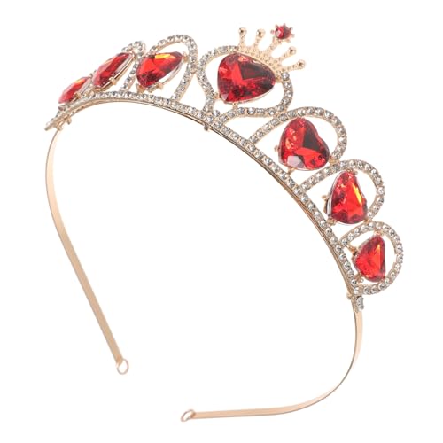 VALICLUD Herz Haarschmuck Brautkopfbedeckung Strass Tiara Kopfschmuck Für Hochzeit Kostümparty Retro Rot Design von VALICLUD