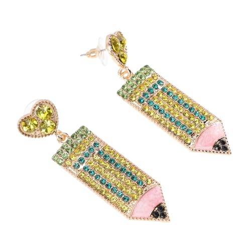 VALICLUD Liebevoll Gestaltete Damen Ohrstecker Herzform mit Funkelnden Strasssteinen Modische Geometrische Bleistift ohrringe für Mädchen und Lehrerinnen Hautfreundlich Vielseitig von VALICLUD