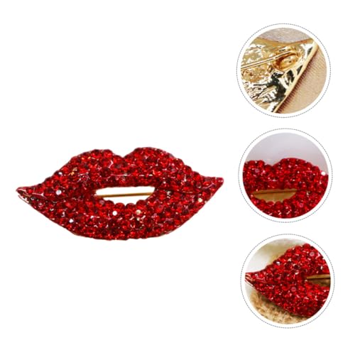 VALICLUD Lippen Brosche mit Strassbesatz Modischer Anstecker für Kleidung Stylisches Accessoire für Partys und Festlichkeiten Eleganter Schmuck für Damen und Freunde von VALICLUD