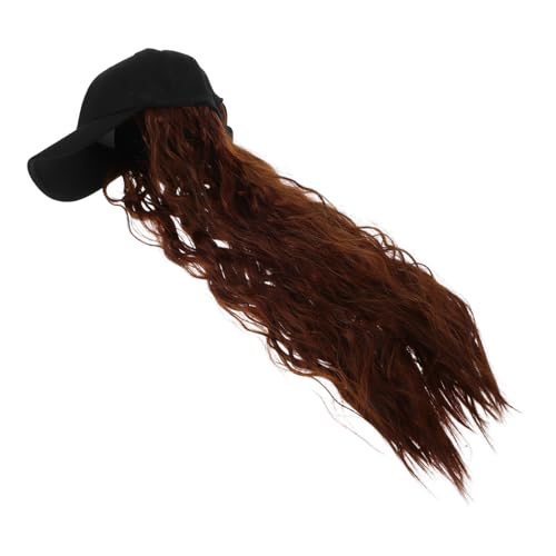VALICLUD Long Wavy Baseball Cap Wig Damen Leichter Weicher Baseballmützen Perücke mit Natürlichem Lockenhaar Integrierte Kopfbedeckung für Party Cosplay und Alltag Trendiges Accessoire von VALICLUD