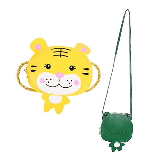 VALICLUD Mädchen Cartoon Taschenset 2 in 1 Frosch und Tiger Umhängetaschen Jungen und Mädchen Geldbörsen für Den Täglichen Gebrauch von VALICLUD