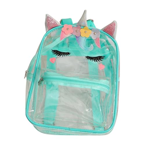 VALICLUD Mädchen Einhorn Rucksack Transparenter Schulranzen Für Junge Mädchen Süßer Cartoon Backpack Für Kindergarten Und Ausflüge Robust Und Praktisch Für Kleine von VALICLUD