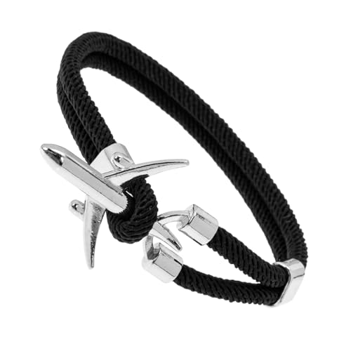 VALICLUD Männer Armband Flugzeug Design Simple Schwarzes Seil Doppelt Stylisches Herren Wristband Modisches Schmuckstück für Alltag und Geschenk von VALICLUD