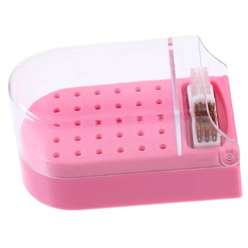 VALICLUD Manicure Drill Bit Aufbewahrungsbox Klarer Nagelfräser Bits Organizer Staubdichter Nagelbohrer Halter Praktisch für Nagelkunst und Zuhause Rosa von VALICLUD