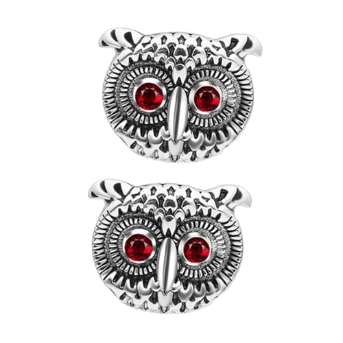 VALICLUD Manschettenknöpfe Herren Eulen Design Tiermotiv Silberfarben Kreative Business Hemdknöpfe Accessoires für Anzug Hochzeit Party von VALICLUD