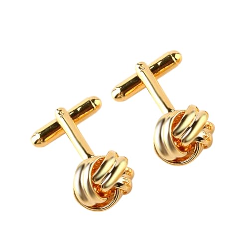 VALICLUD Manschettenknöpfe für Herren Goldfarbenes Knotendesign Klassisch Business Hochzeit Hemd Zubehör Perfektes für Männer Anzug Fans von VALICLUD