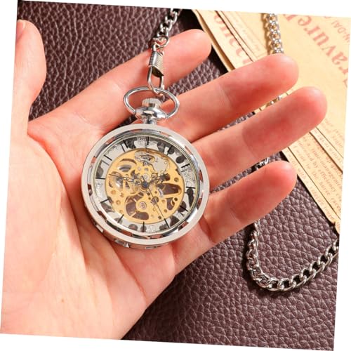VALICLUD Mechanische Taschenuhr Herren Handaufzug Vintage Hohlgeflecht Design Legierung Silber Analog Uhr Gravurfähig Geeignet als und Modisches Accessoire von VALICLUD