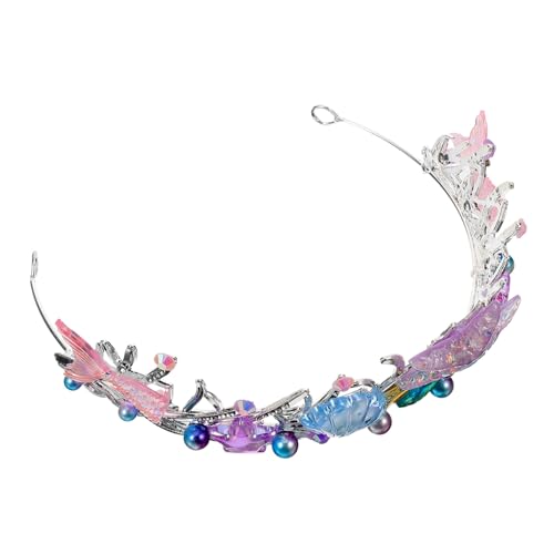 VALICLUD Meerjungfrau Krone Haarreif Mit Funkelnden Strasssteinen Dekorative Kopfbedeckung Für Meerjungfrau-partys Kindergeburtstage Und Fotoshootings Vielseitig Tragbar Als Haarband Oder von VALICLUD