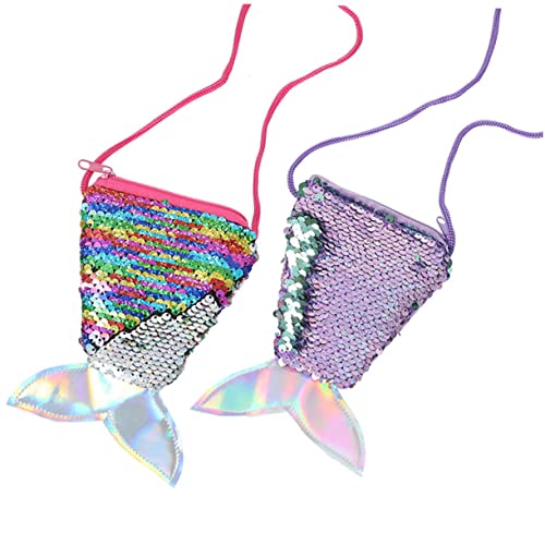 VALICLUD Kunterbunte Meerjungfrauen-Pailletten Geldbörse Für Mädchen Modischer Umhänge-Geldbeutel Für Coins Süßigkeiten Und Kleinigkeiten Für Partys Shopping Und Alltag Als von VALICLUD