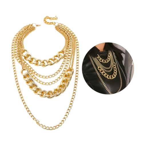VALICLUD Mehrlagige Damen Halskette Punk Stil Modische Leichte Kette mit Handgefertigten Quasten Stylischer Schmuck für Frauen Goldfarbene Mehrreihige Ketten für Partys und Besondere von VALICLUD