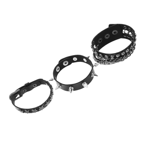 VALICLUD Nietenarmband Im Punk-stil Breites Armband Mit Nieten Aus Kunstleder Gothic-armband Für Herren Vintage-armband Für Partys Und Alltagsoutfits von VALICLUD