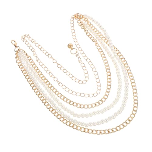 VALICLUD Mehrschichtige Taillenkette mit Perlen und Metall Verstellbarer Hüftgürtel für Damen Modische Boho Waist Chain Belt für Kleider und Jeans Robustes Material für Strandpartys von VALICLUD